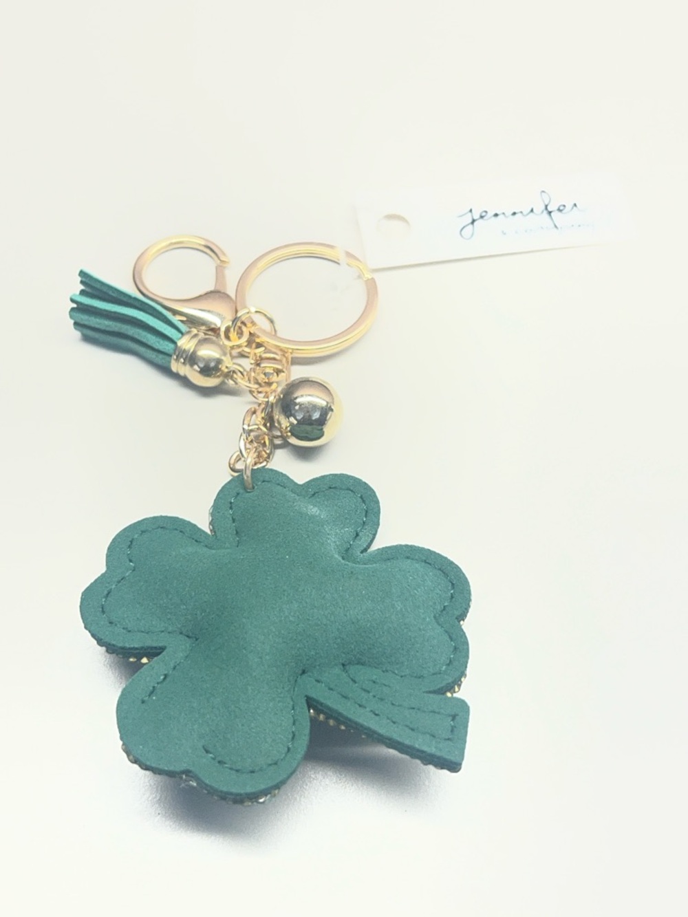Emerald Green Clover Key & Card Holder Charm - Picture 2 of 2